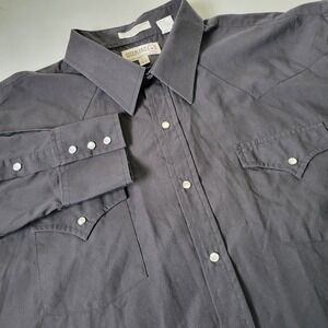 Sheplers Mens 2XLT 18.5x37 Black Pearl Snap‎ Lightweight Western Shirt
